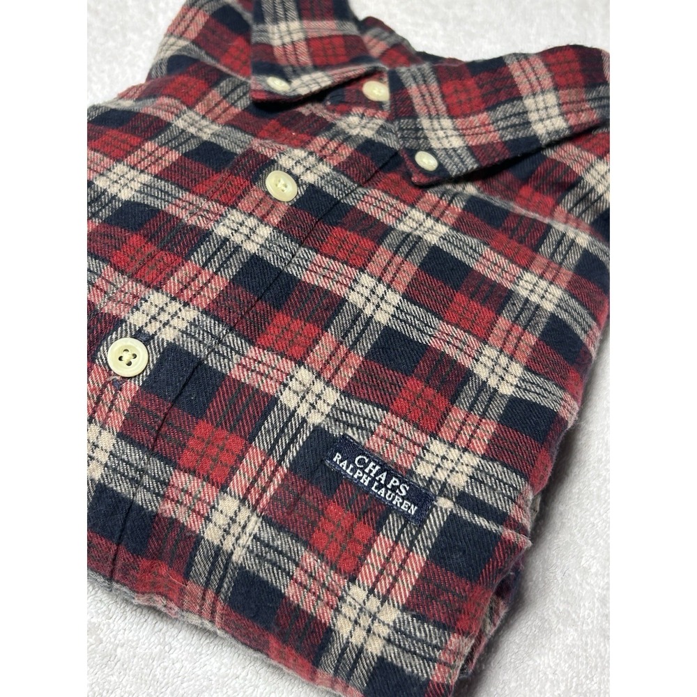 VINTAGE90s Chaps Ralph Lauren Plaid Flannel Shirt Red Black Men's L Oversized XL